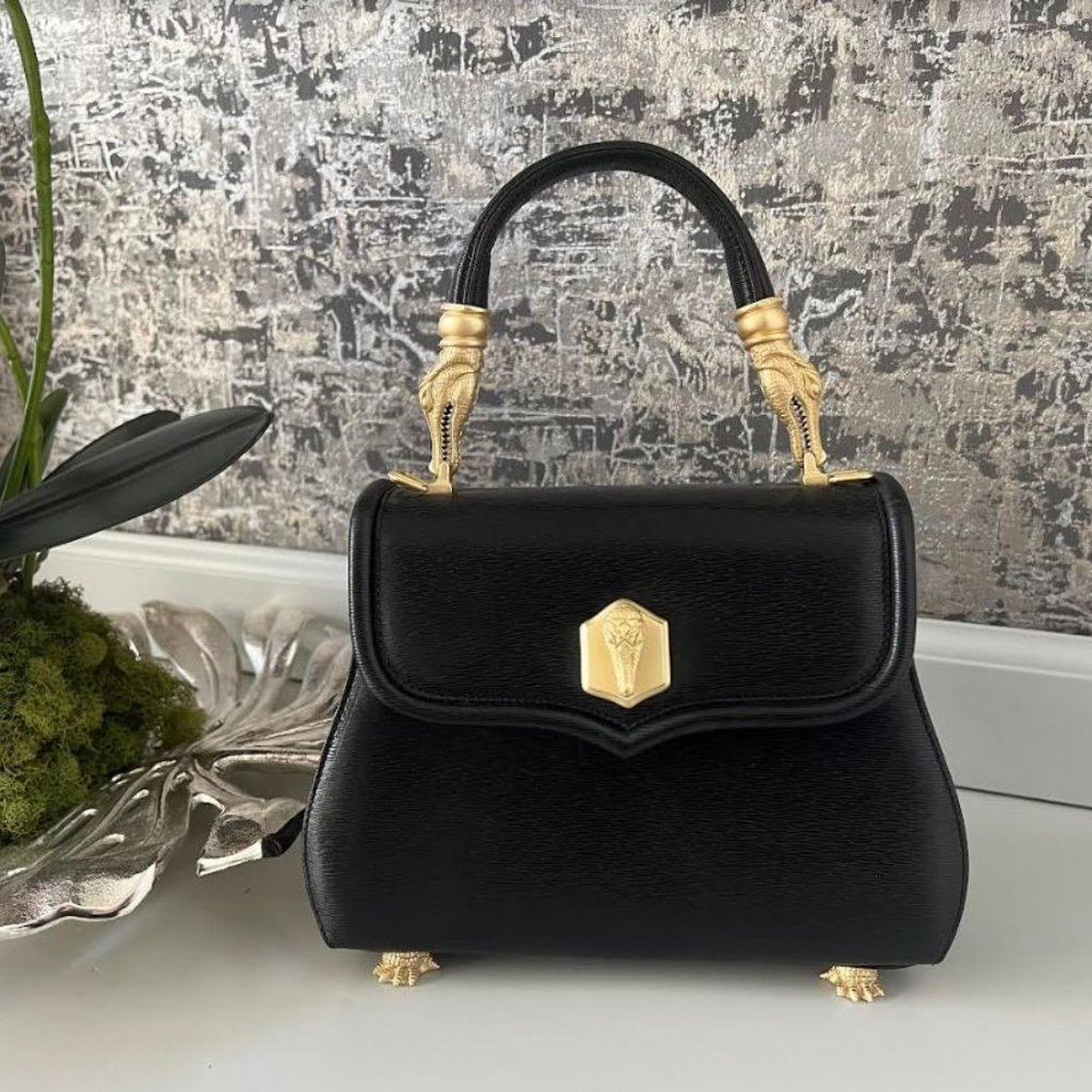 *BARRY KIESELSTEIN CORD* ICONIC BLACK LEATHER ALLIGATOR TROPHY PURSE BAG
